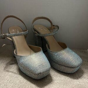 Mix No 6 Glittering Silver Platform Heels